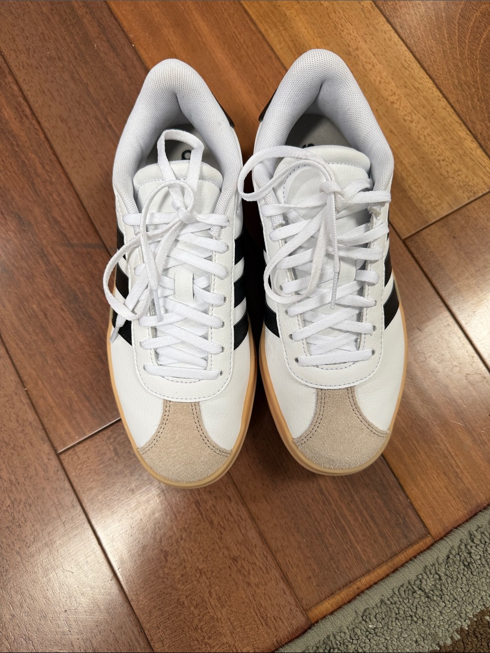 adidas White Black Platform Sneakers with Gum Sole - Picture 2 of 4